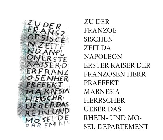 Franzosenstein Inschrift 3. Seite, © VG Mendig Franzosenstein Inschrift 3. Seite, © VG Mendig