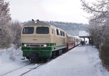 Zug im Bahnhof Engeln, © Simeon Langenbahn