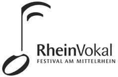 Ein grafisches Logo des RheinVokal Festivals am Mittelrhein. Es zeigt eine stilisierte Note und den Schriftzug des Festivals.