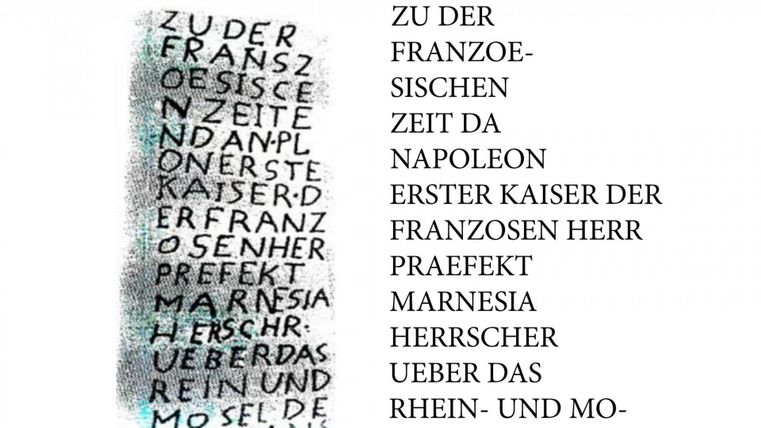 Ein Textdokument mit mehreren Zeilen, das in deutscher Sprache verfasst ist. Der Inhalt bezieht sich auf historische Informationen über Napoleon und die französische Herrschaft in bestimmten Regionen.
