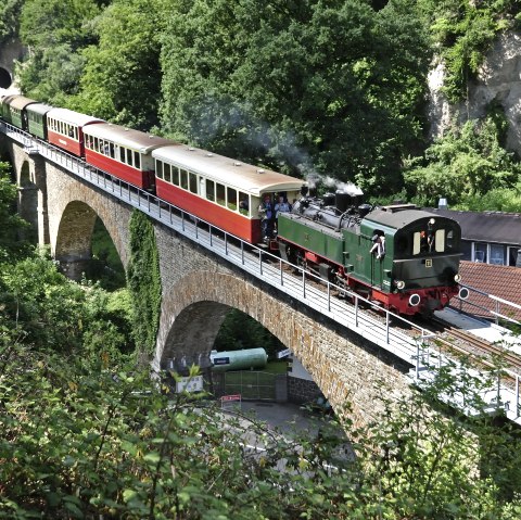 Blick auf Viadukt mit Vulkan-Express, &copy; Wolfgang Grafenender