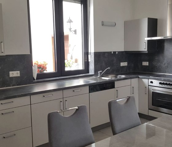 die Küche in der großen Ferienwohnung