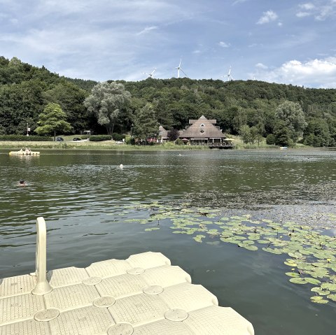 Blick auf die Badestelle am Waldsee Rieden, © Eifel Tourismus