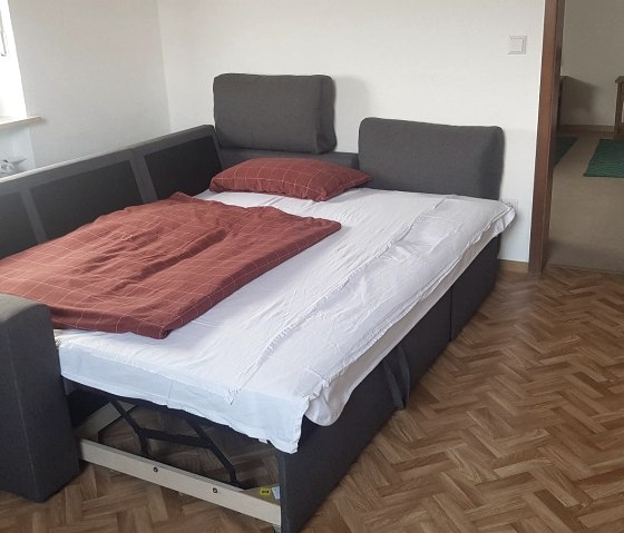 Couch als Schlafsofa, in der großen Ferienwohnung